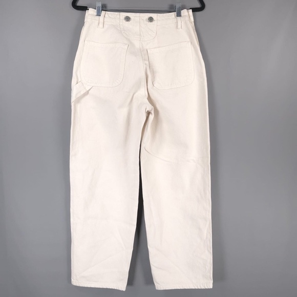 NWT FRAME Button Detail Crop Trousers Twill Pants Wide Leg 100% Cotton Size 24 - Picture 5 of 15